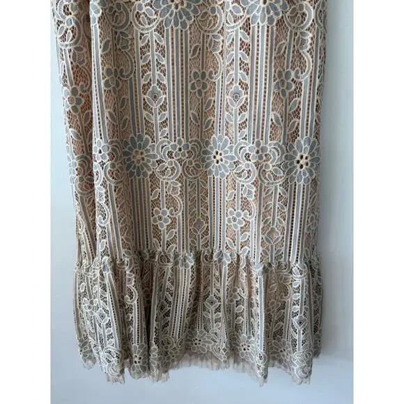 Anthropologie Eri + Ali Navy Lace Midi Dress – Romantic A-Line, Size S - Picture 10 of 12